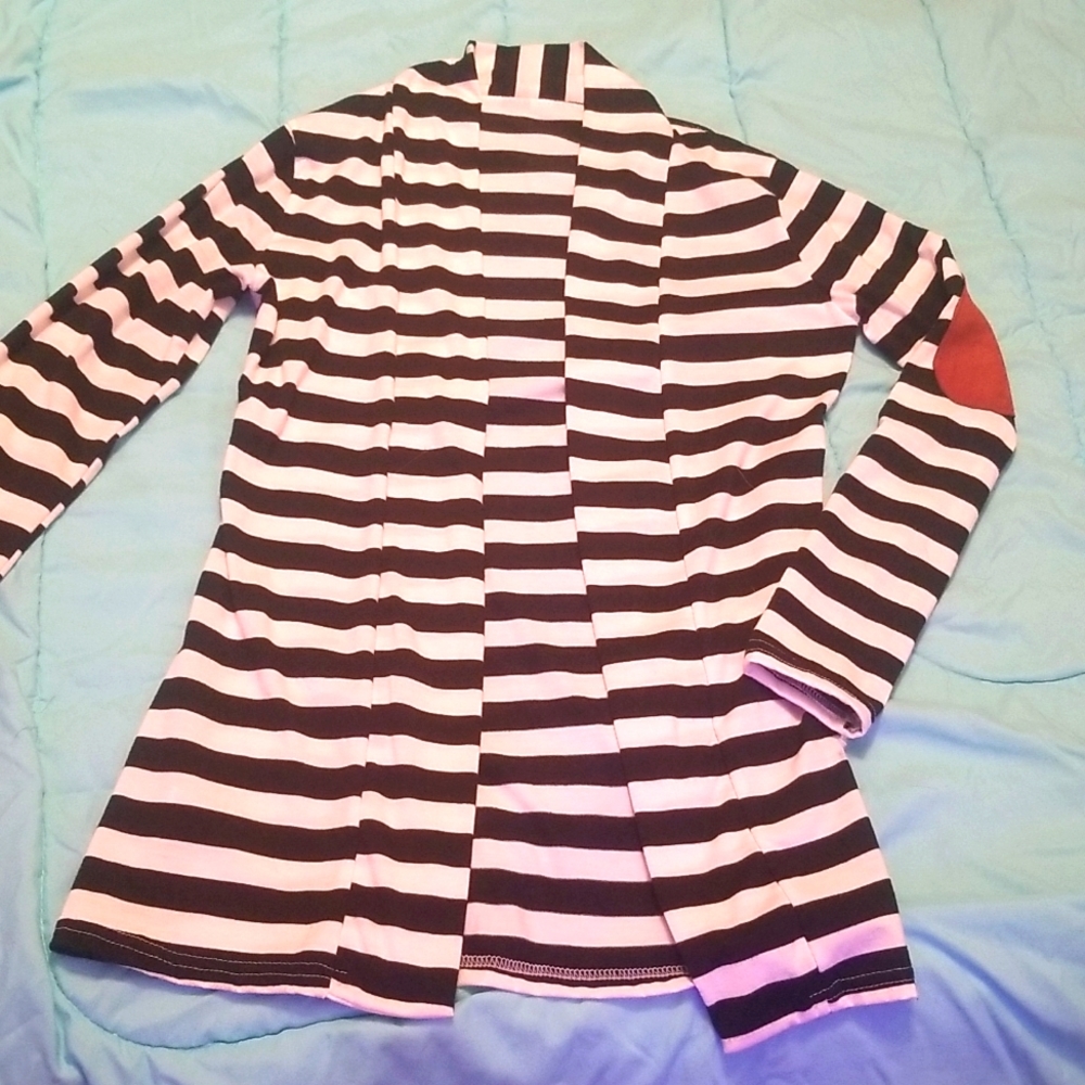 Striped dark blue and white blazer womens